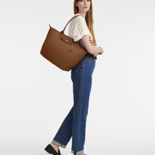 Сумка  Longchamp Le Pliage Green L Tote bag Cognac - Recycled canvas