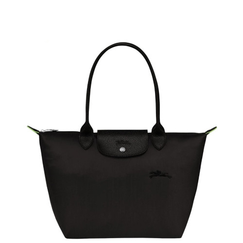 Сумка Longchamp Le Pliage Green  M Tote bag Black - Recycled canvas